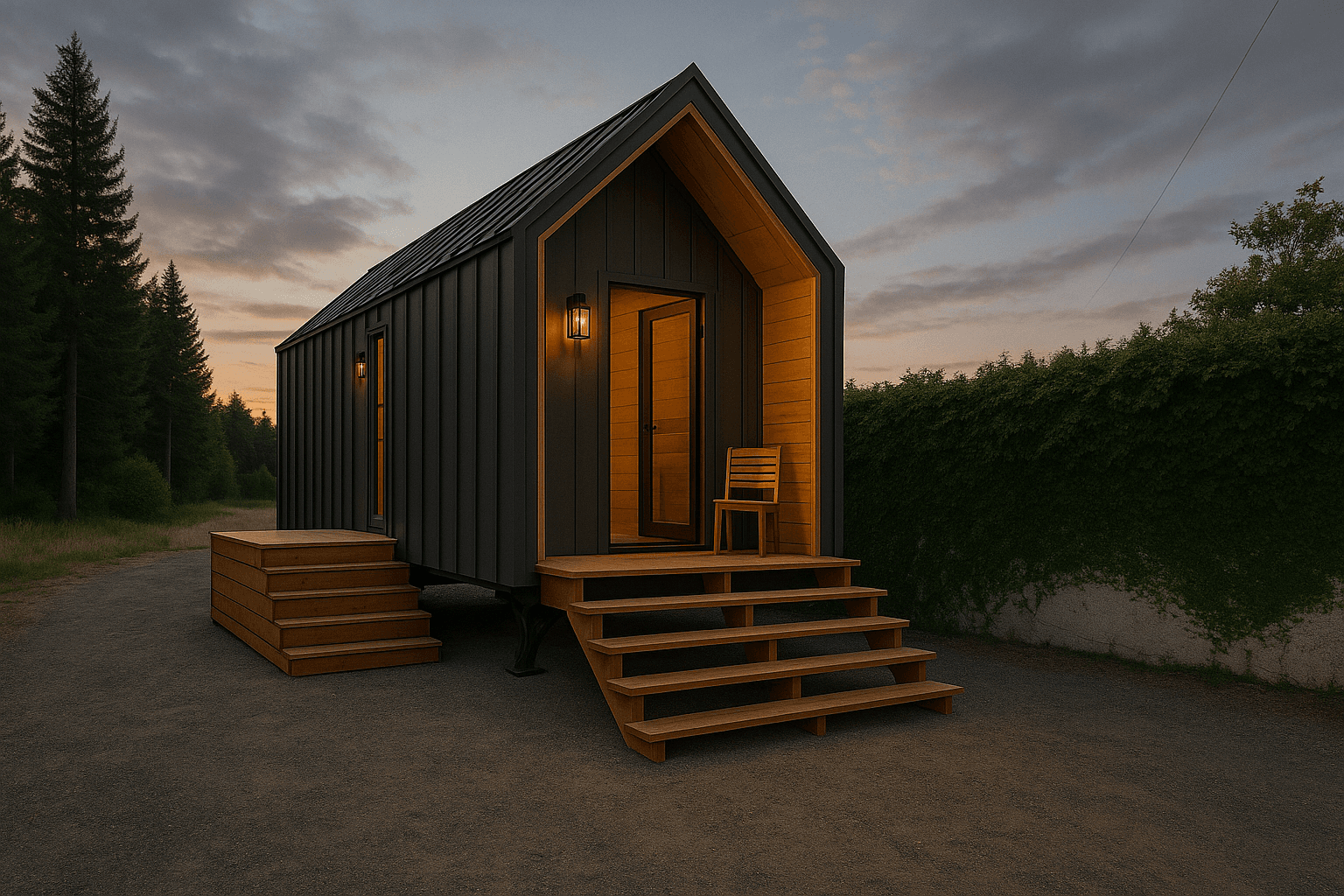 Side view at twilight